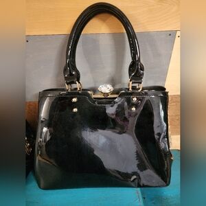Elegant Black Patent Leather Handbag